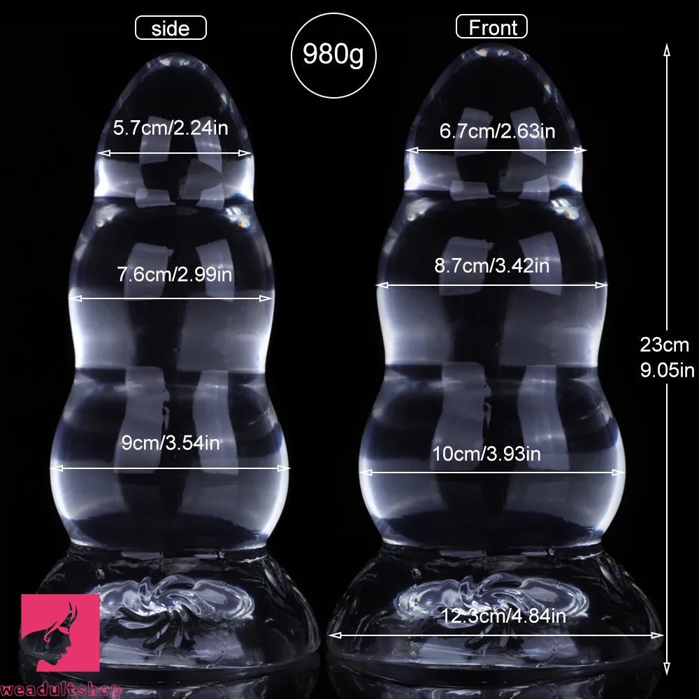 9.05in Giant Silicone Beads Transparent Jelly Soft Big Women Dildo