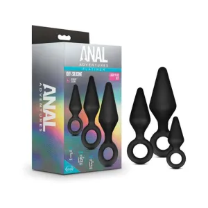 Anal Adventures Platinum - Silicone Loop Plug Kit - Black