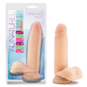 Au Naturel 7 in. Posable Dual Density Dildo with Balls Beige