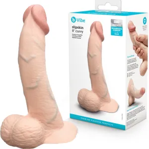 B-Vibe Slipskin Realistic Silicone Dildo-8 Curved Cream