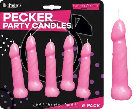 Bachelorette Pecker Party Pink Candles 5pk