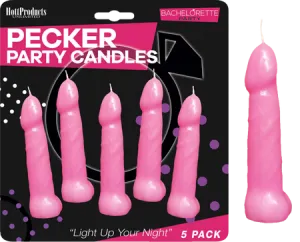 Bachelorette Pecker Party Pink Candles 5pk