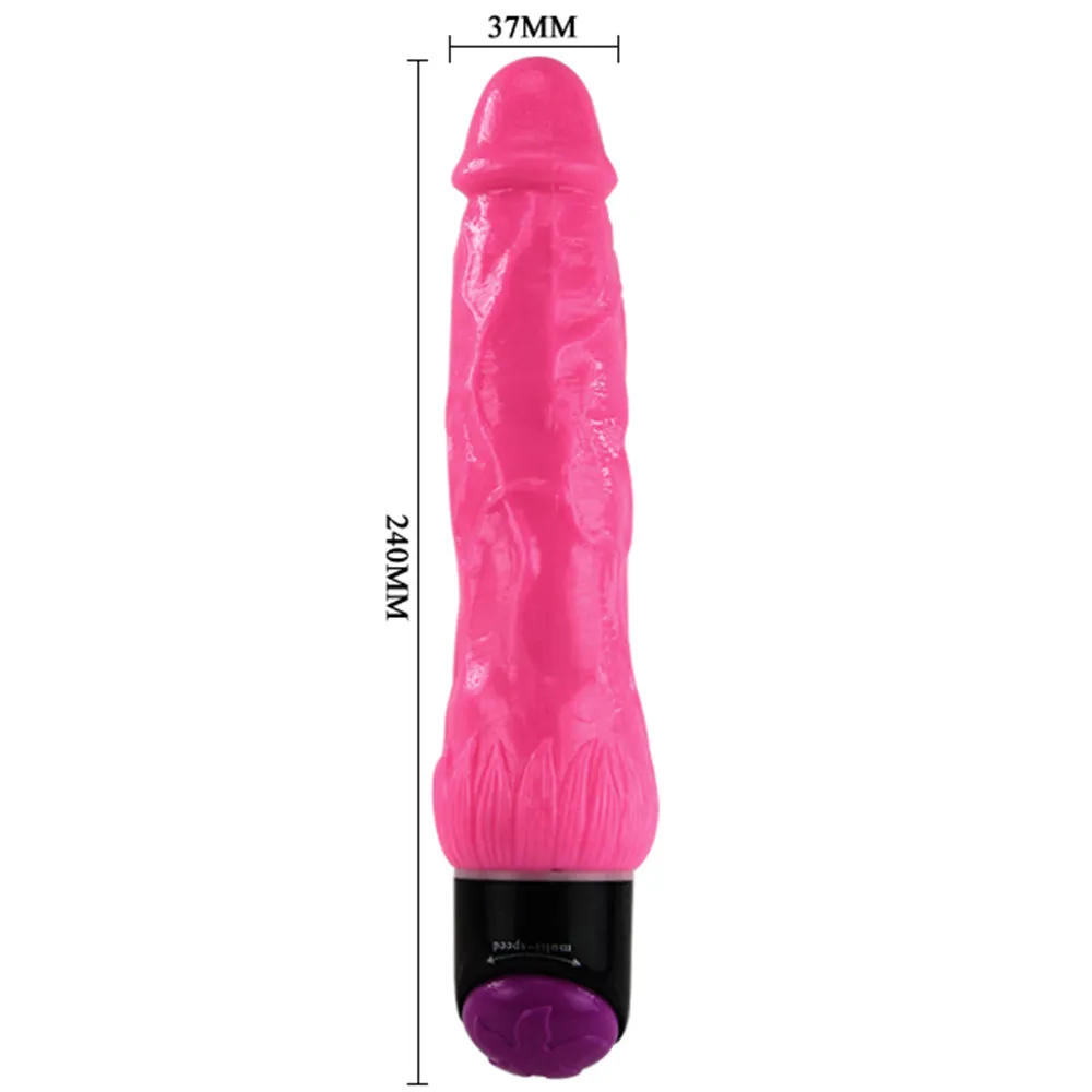 Baile 24cm Realistic Vibrating Dildo Flexible Firm Dong Vibrator Sex Toy