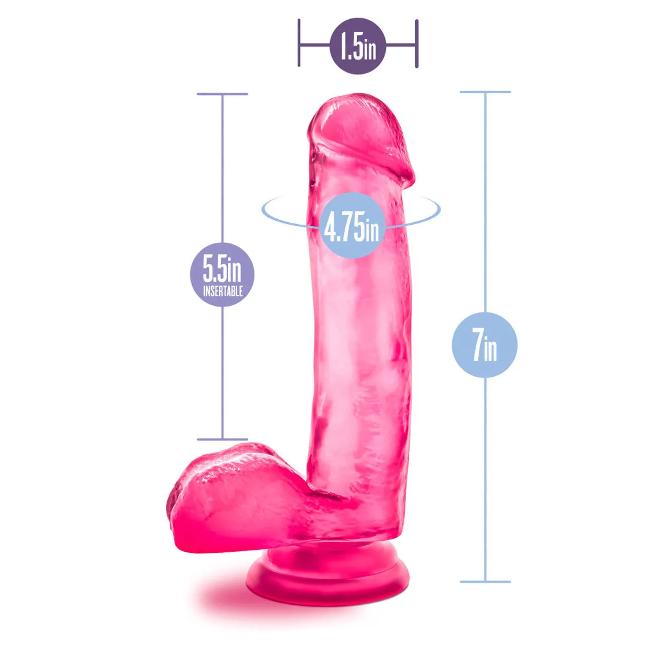 Blush B Yours Sweet N Hard 7 Realistic Dildo Suction Cup Dong Sex Toy