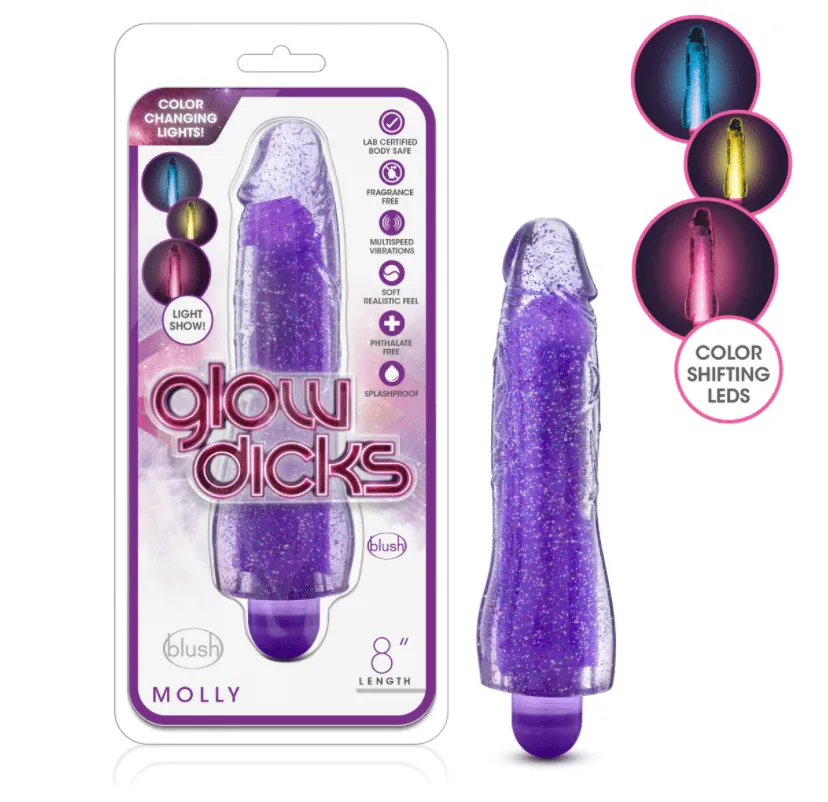 Blush Glow Dicks Molly Glitter Realistic Vibrating Dildo