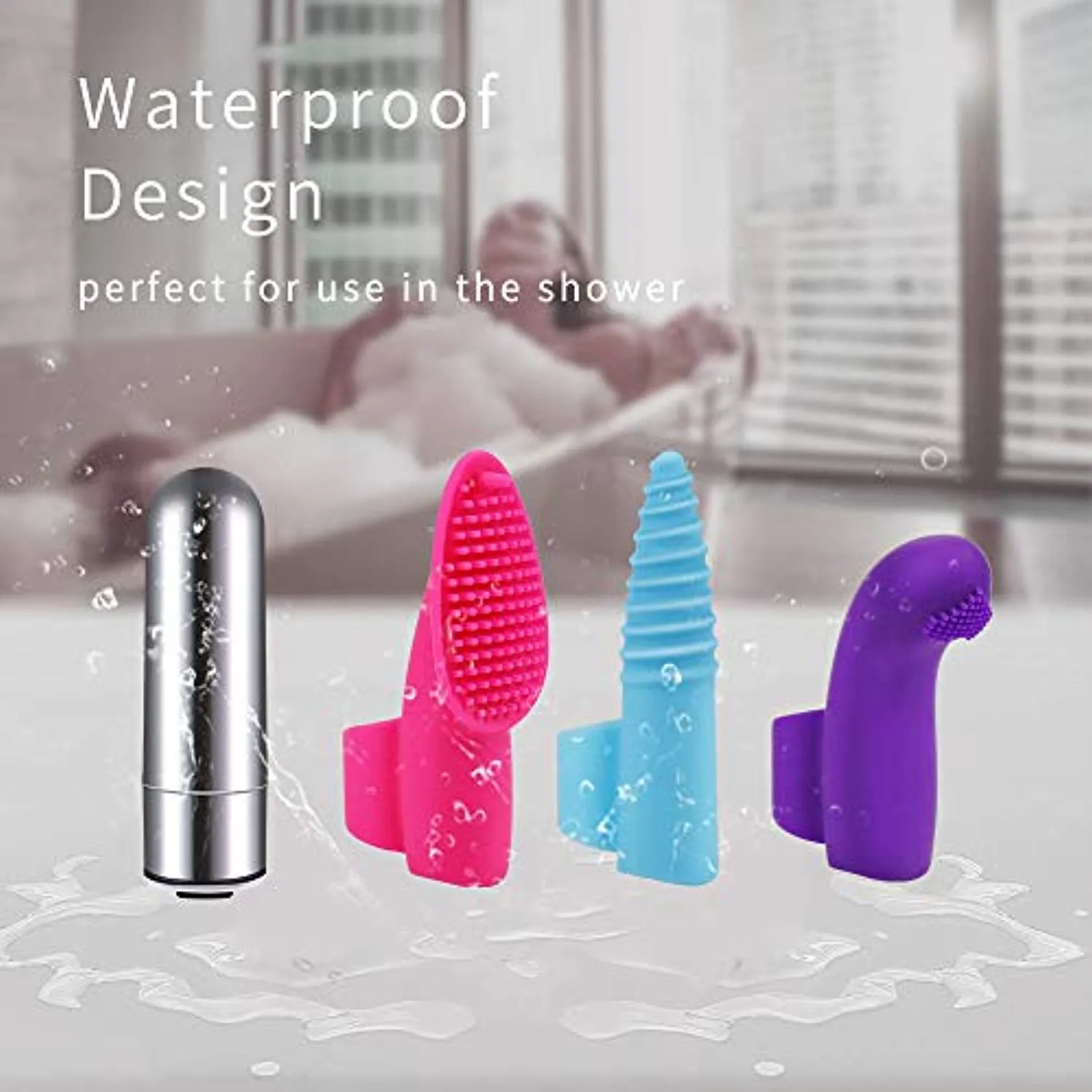 Bullet Vibrator with 3 Silicone Finger Sleeves