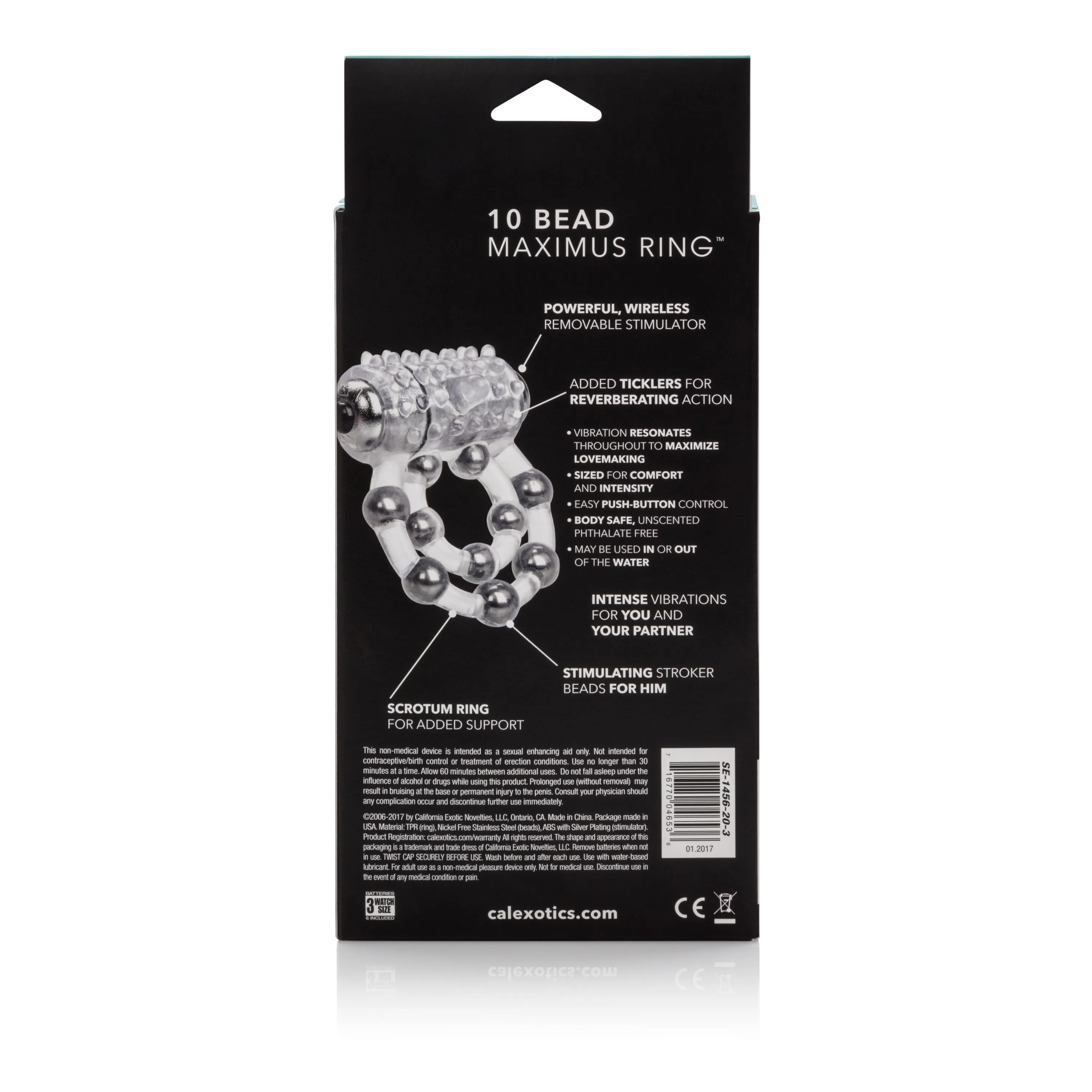 California Exotics - 10 Bead Maximus Cock Ring (White)