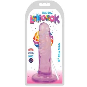 Curve Toys Lollicock Slim Stick 6 in. Dildo with Suction Cup Grape Ice