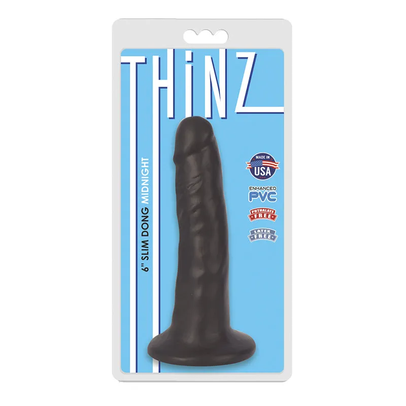 Curve Toys Thinz 6 in. Slim Dildo with Suction Cup Midnight