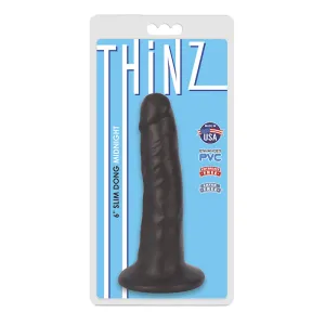 Curve Toys Thinz 6 in. Slim Dildo with Suction Cup Midnight