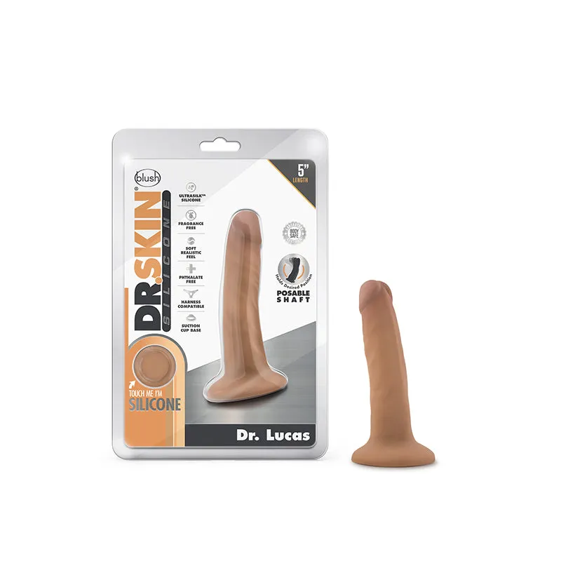 Dr. Skin Silicone Dr. Lucas Realistic 5 in. Posable Dildo Tan