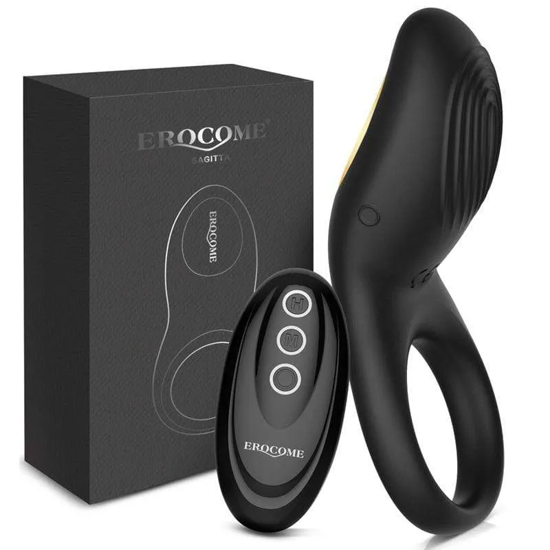Erocome - Sagitta Remote Control Rechargeable Silicone Cock Ring (Black)