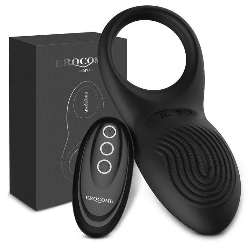 Erocome - Sagitta Remote Control Rechargeable Silicone Cock Ring (Black)