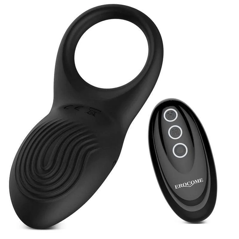 Erocome - Sagitta Remote Control Rechargeable Silicone Cock Ring (Black)
