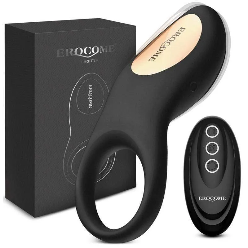 Erocome - Sagitta Remote Control Rechargeable Silicone Cock Ring (Black)