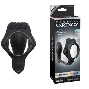 Fantasy C-Ringz Rock Hard Ass-Gasm Vibrating Silicone Cockring With Anal Plug Black