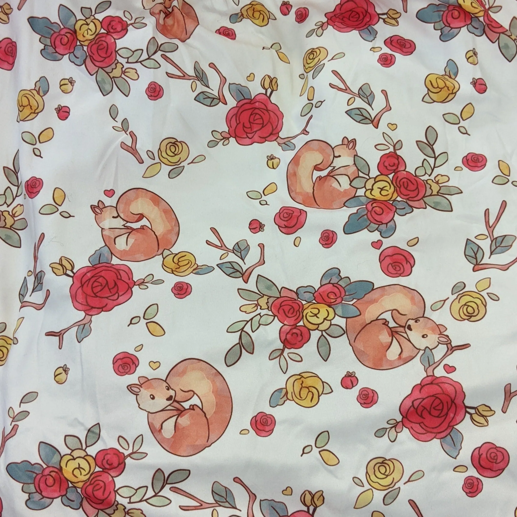 Floral Squirrel Off the Shoulder Dress
