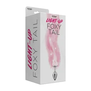 Foxy Tail Light Up Faux Fur Butt Plug With Multicolored Light Pattern Pink