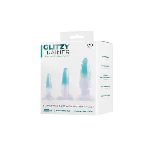 Glitzy Trainer 3 in 1 PVC Anal Plug Kit Multiple size - Transparent