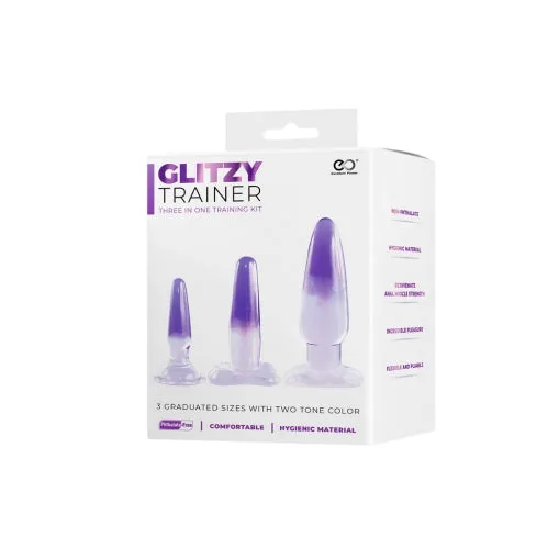 Glitzy Trainer 3 in 1 PVC Anal Plug Kit Multiple size - Transparent