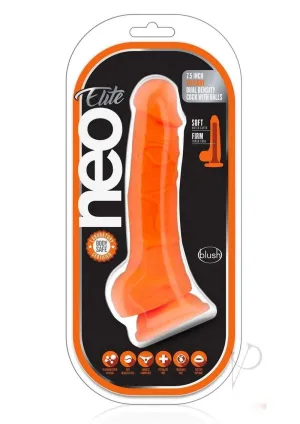 Neo Elite Dd Cock W/balls 7.5 Orange