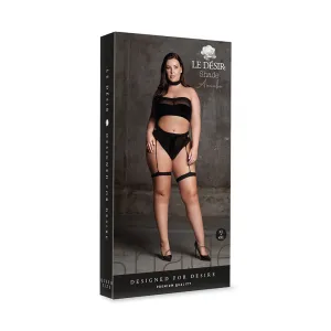 Shots Le Desir Shade Ananke XII 3-Piece with Choker. Bandeau Top & Panty with Garters Black Queen Size