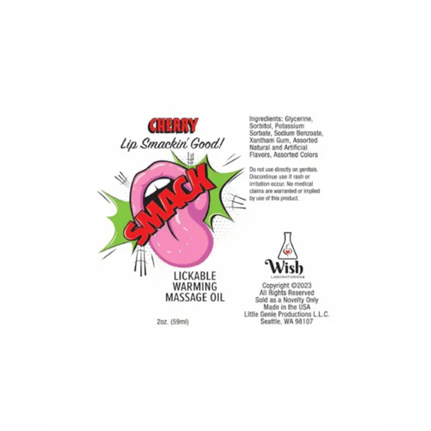 Smack Warming & Lickable Massage Oil Cherry by Little Geenie