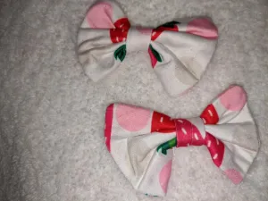 Strawberry Patch Fabric Hair Bow 2pc Set