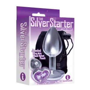 The 9's. The Silver Starter. Bejeweled Heart Stainless Steel Plug. Violet